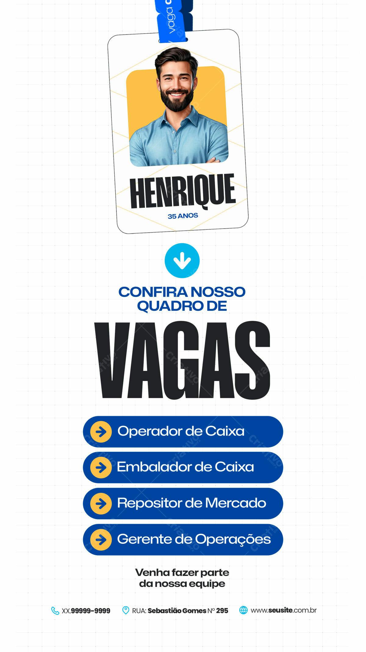 Cartão de Visita para Recrutamento PSD Editável