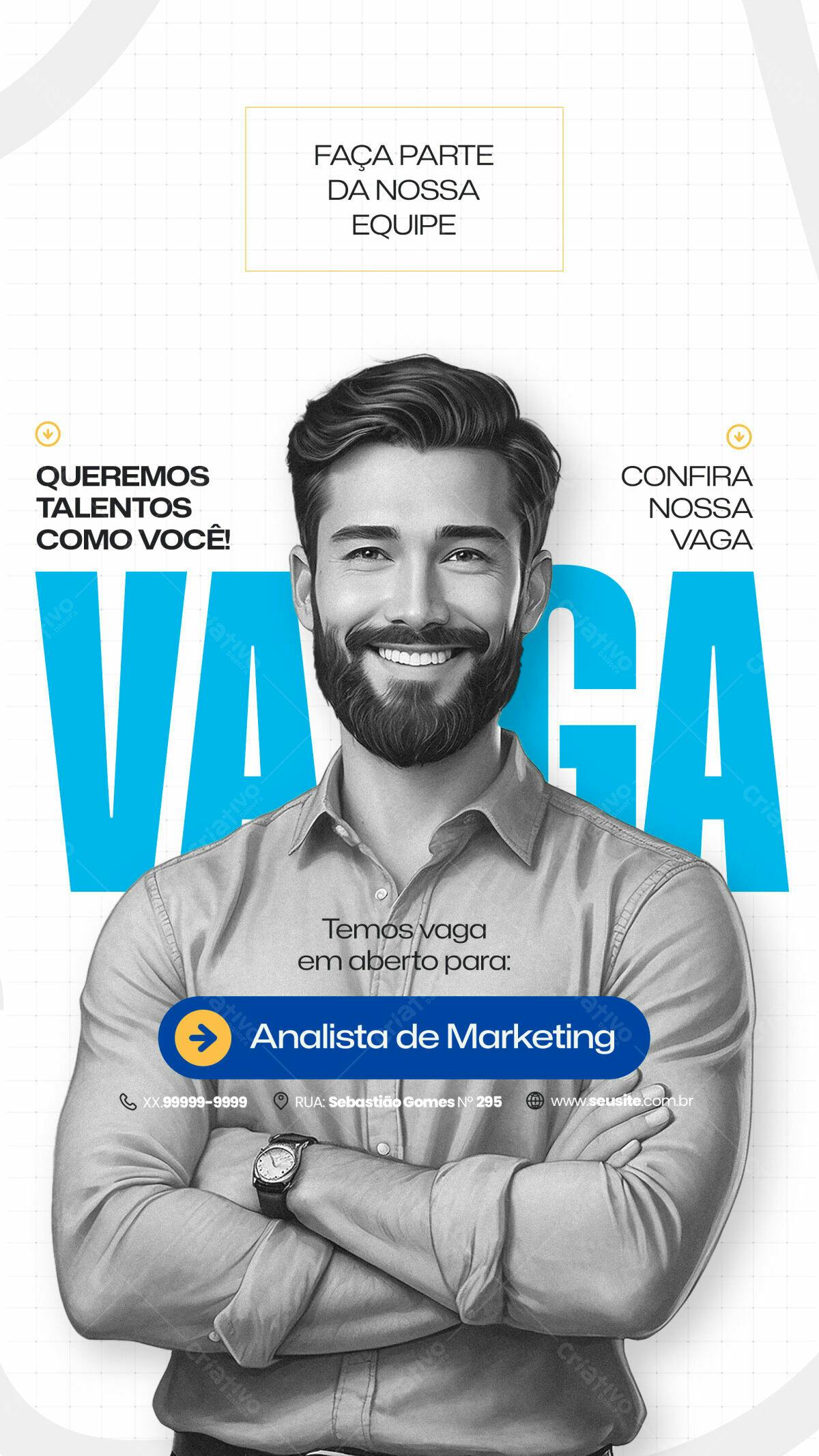 Flyer Vaga Analista de Marketing PSD Editável