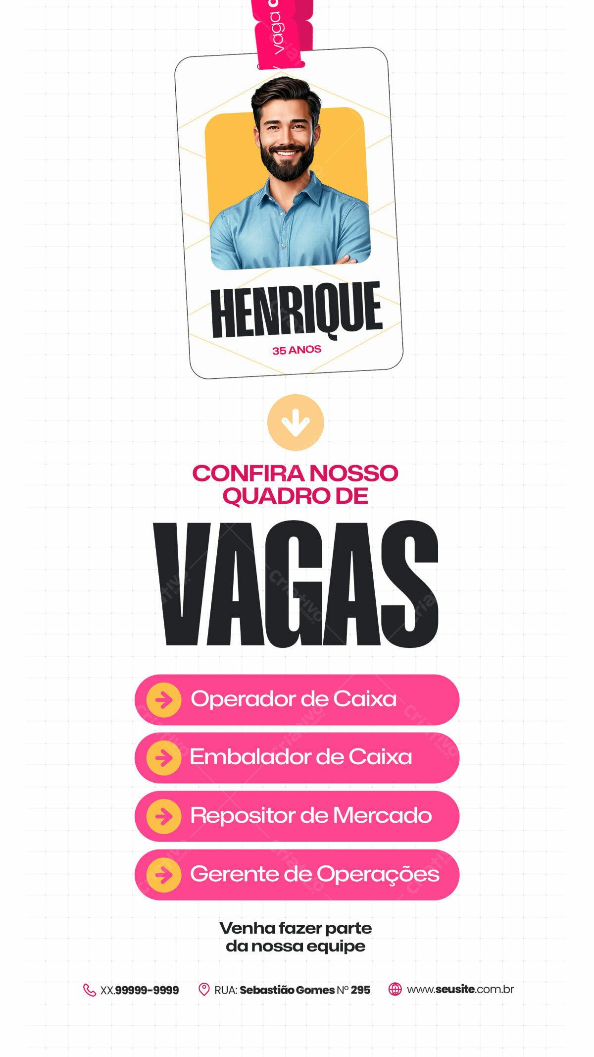 Cartão de Vagas PSD Editável