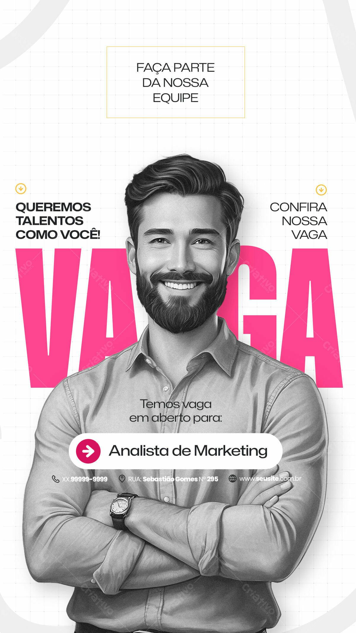 Flyer Vaga Analista de Marketing PSD Editável