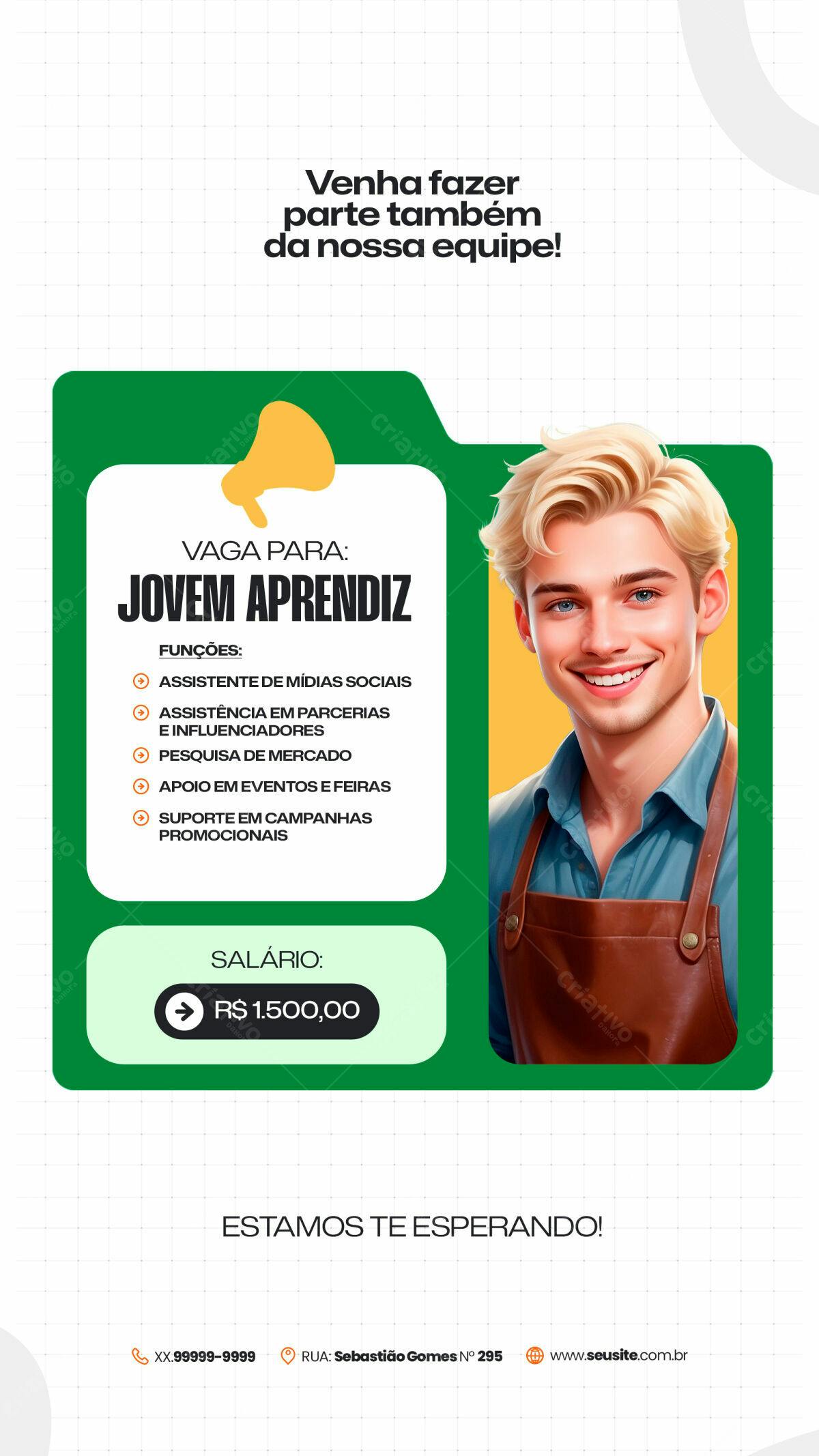 Flyer Vaga Jovem Aprendiz PSD Editável