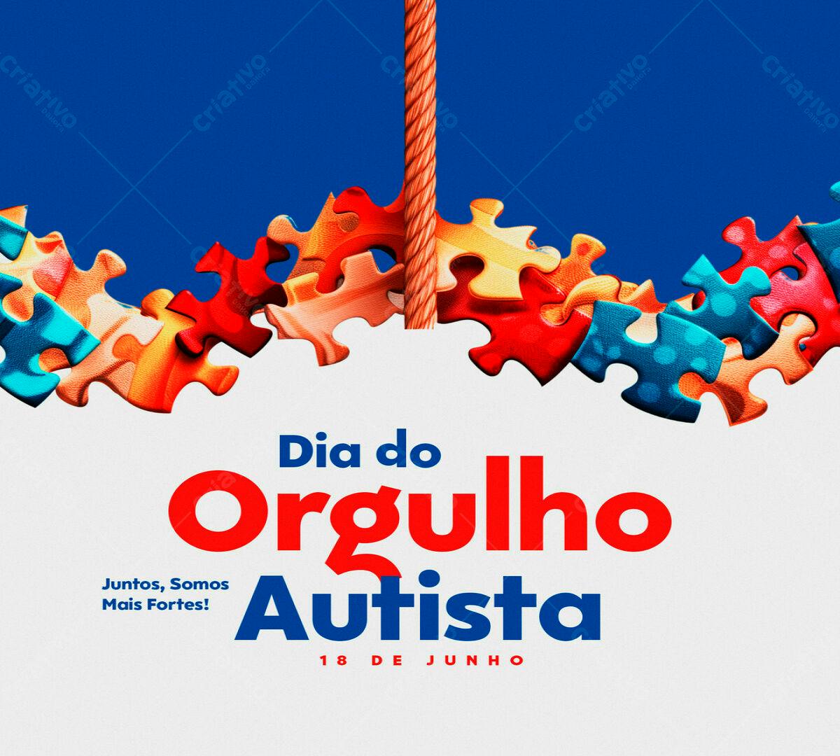 Post para o Dia do Orgulho Autista PSD Editável