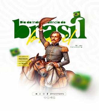 Dia da independência do brasil 07 de setembro social media feed psd editável