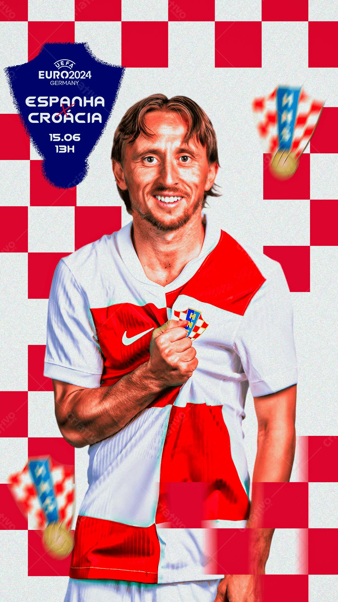 Poster Espanha x Croácia Euro2024 PSD Editável