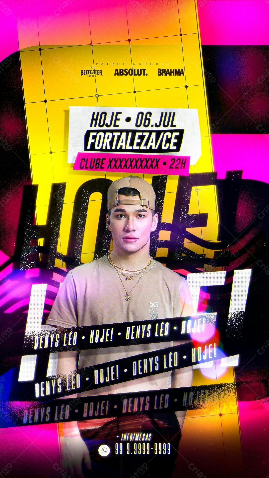Flyer Festa Denys Léo Fortaleza PSD Editável