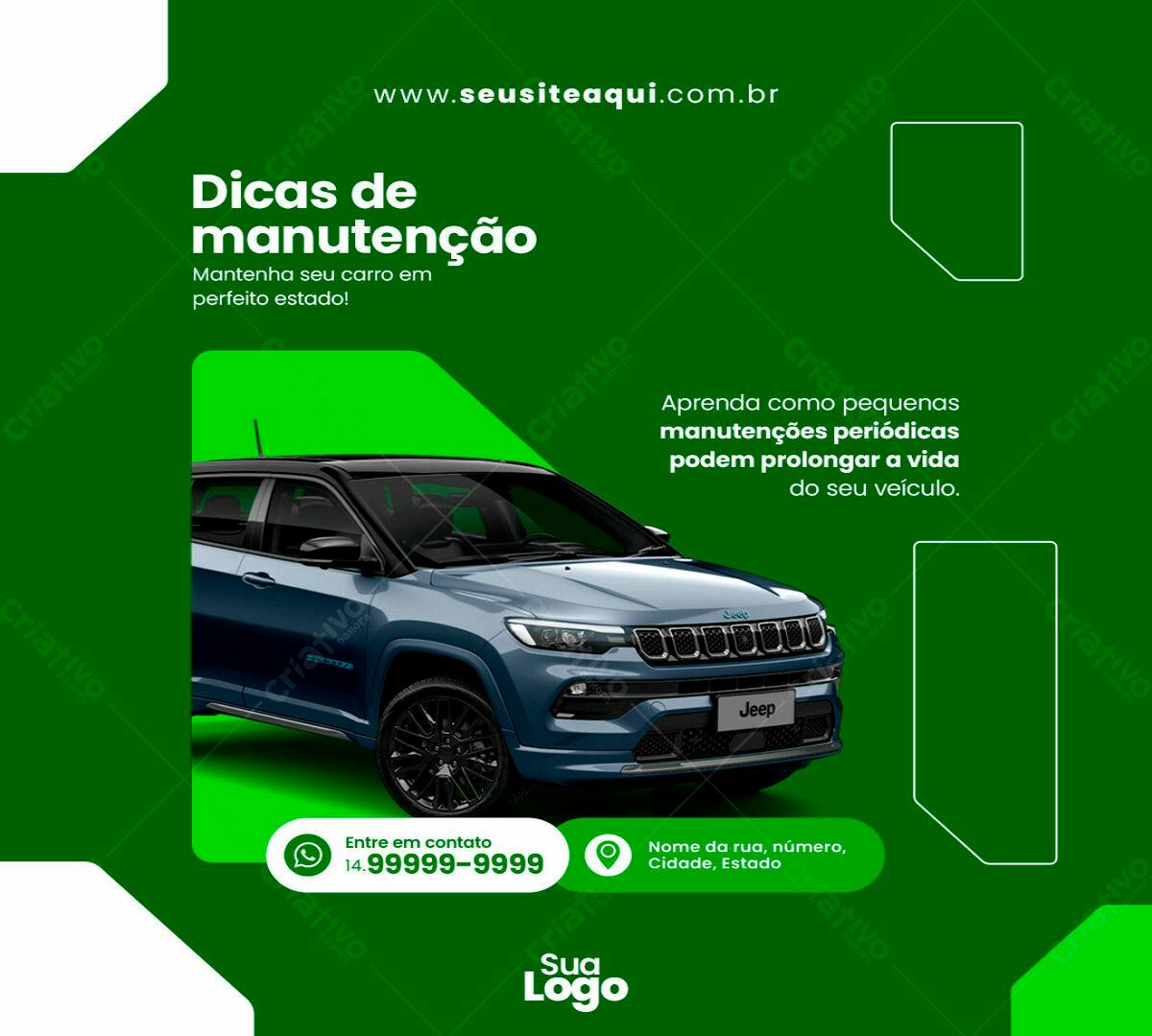 Post para Redes Sociais Manutenção Automotiva PSD Editável