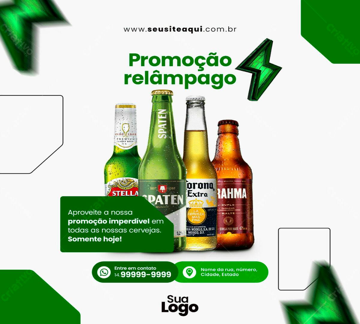 Flyer Promoção Relâmpago Cervejas PSD Editável