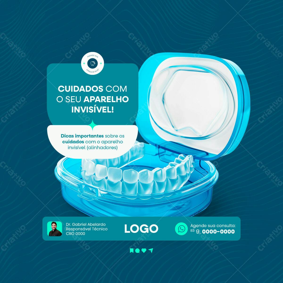 Post para Cuidados com Aparelho Invisível PSD Editável