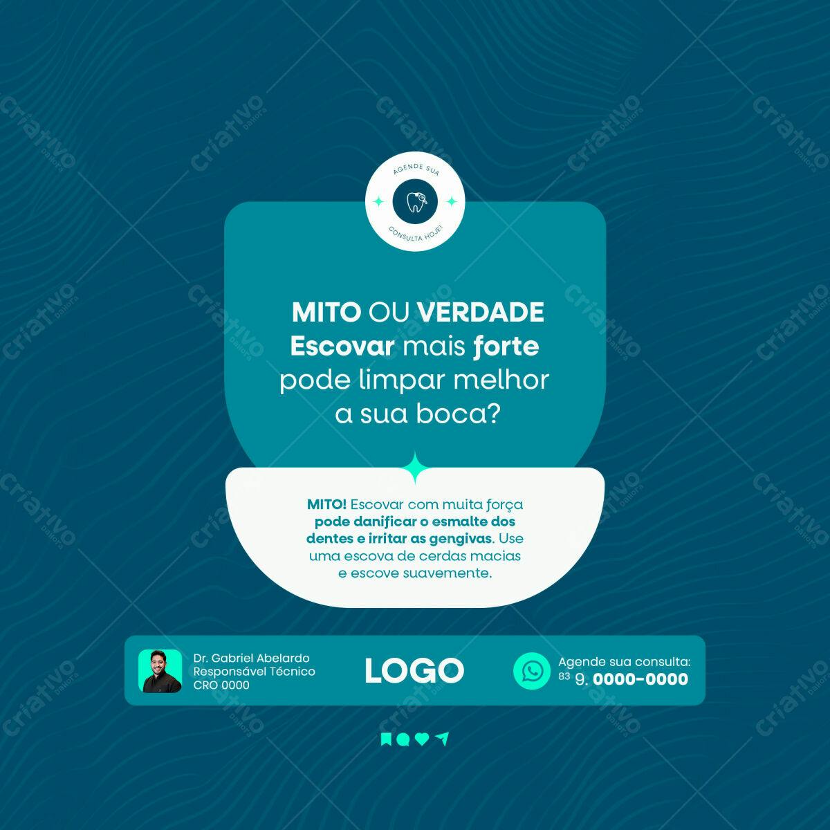 Post para Redes Sociais Odontológico PSD Editável