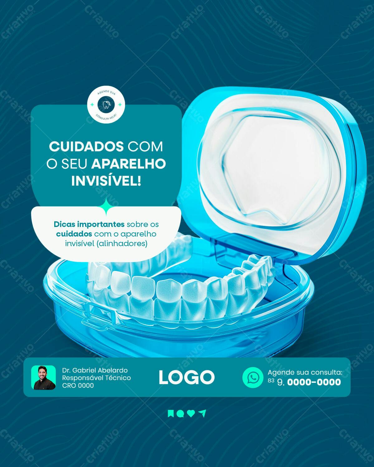 Post para Odontologia com Aparelho Invisível PSD Editável