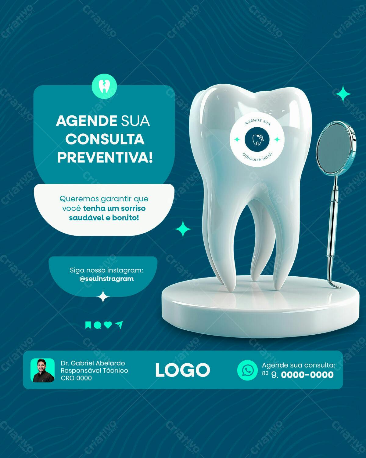 Post para Consultas Preventivas Odontológicas PSD Editável