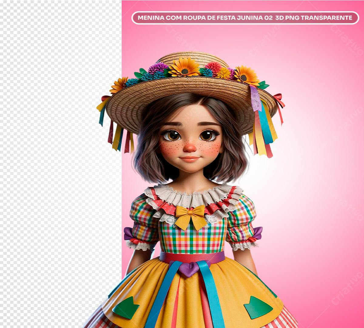 PSD Menina Festa Junina 3D - Ilustração