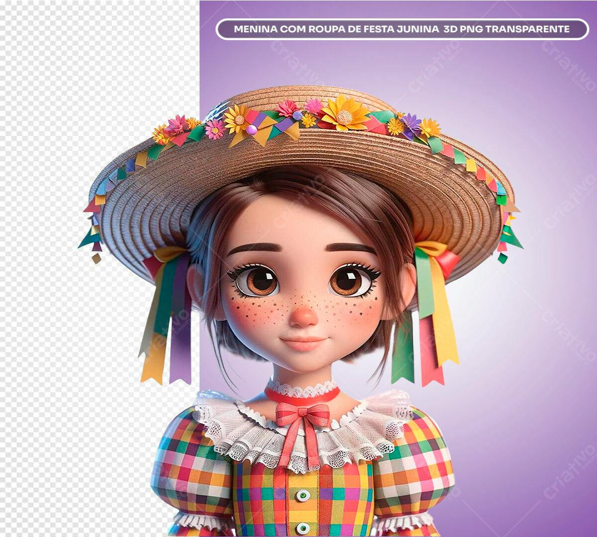PSD Menina Festa Junina para Convites e Artes PSD Editável