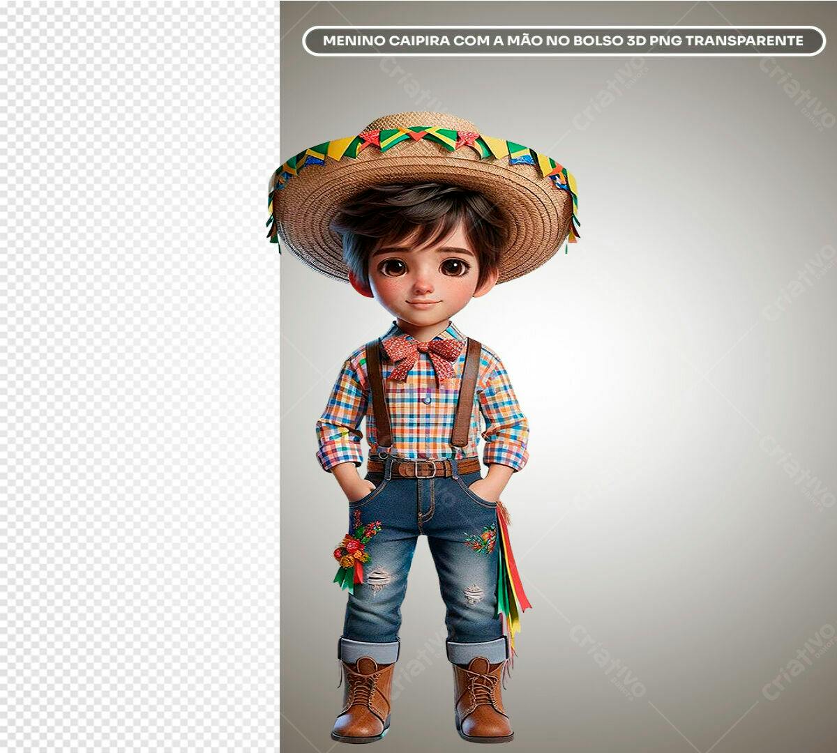 PSD Menino Caipira Festa Junina Editável