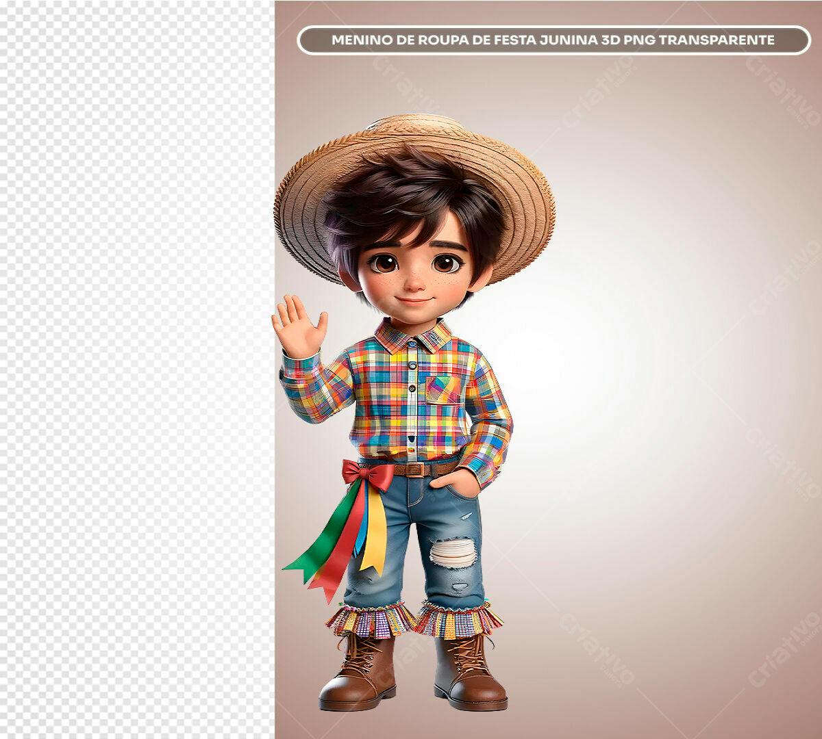 PSD Menino Festa Junina 3D PNG Editável