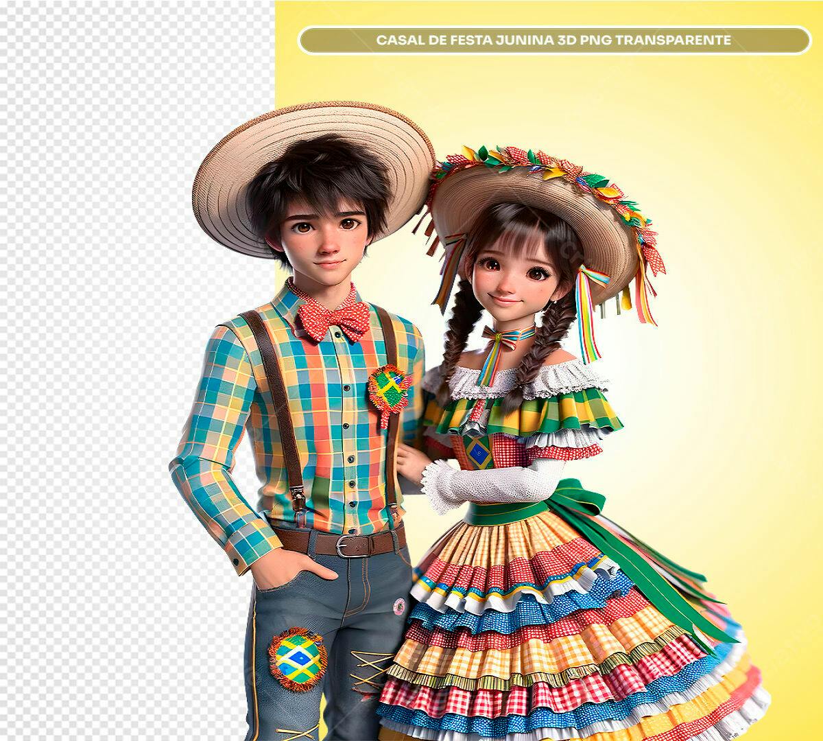 Casal Festa Junina PSD Editável