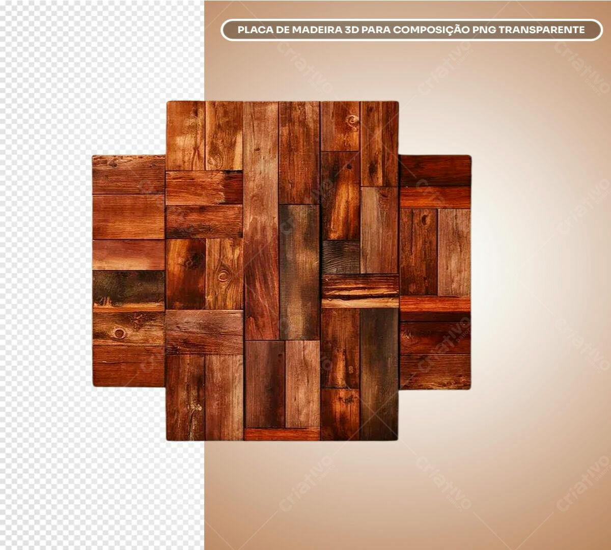 Placa de Madeira 3D para Composição PSD Editável