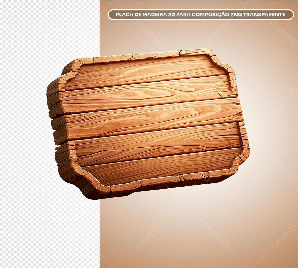 Placa de Madeira 3D PSD Editável para Composição