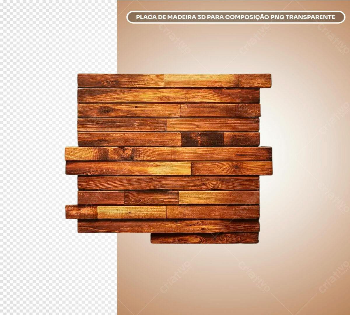 Placa de Madeira 3D para Composição PSD Editável