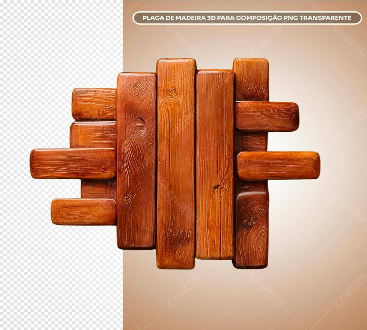 Placa de Madeira 3D para Composição PSD Editável