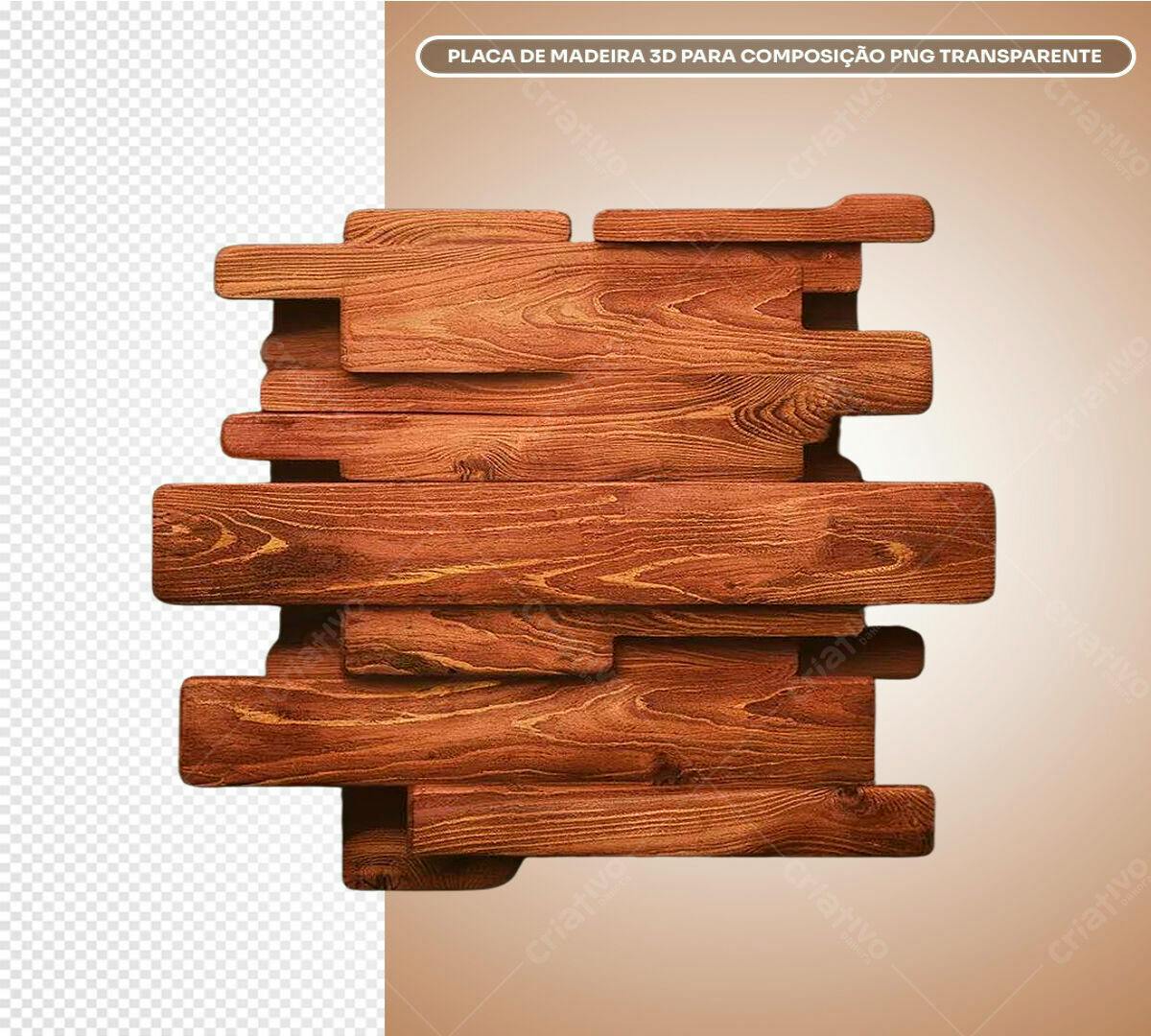 Placa de Madeira 3D para Composição PSD Editável