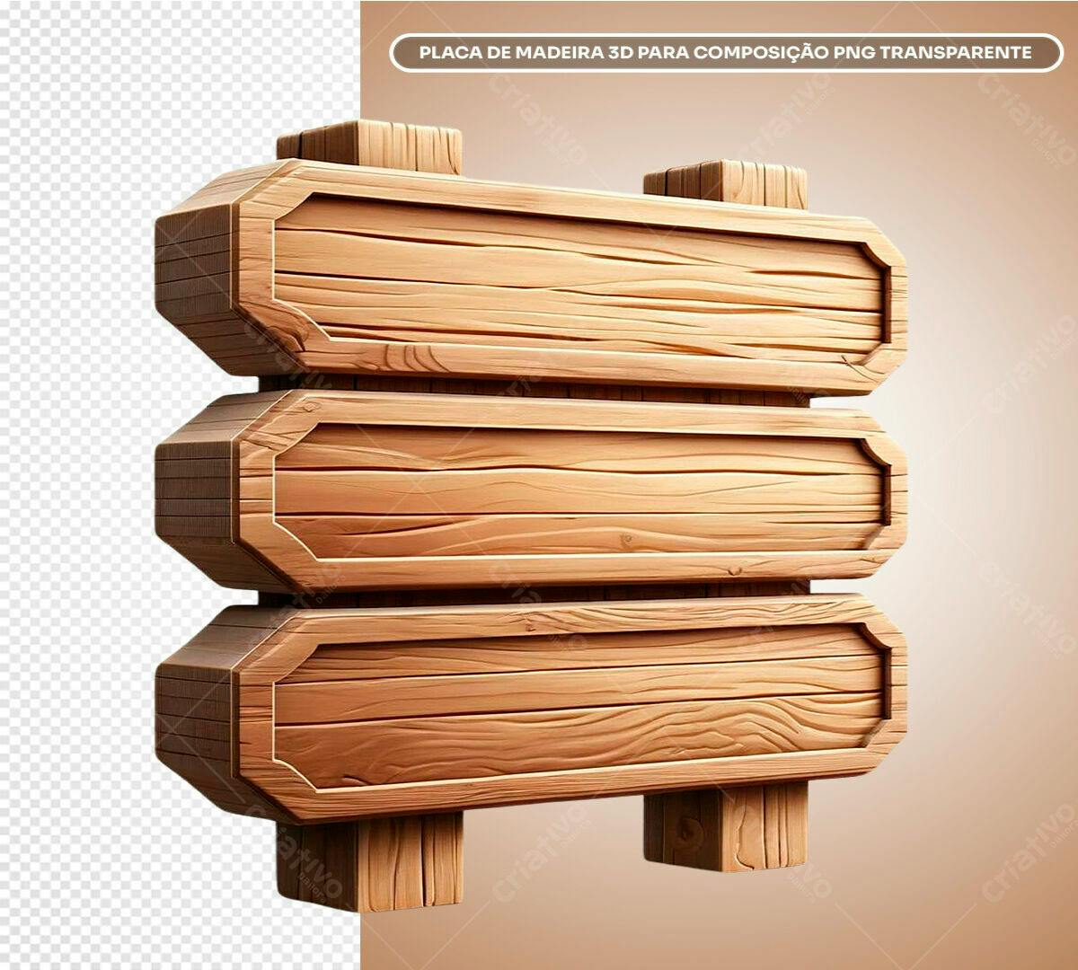 Placa de Madeira 3D para Composição PSD Editável