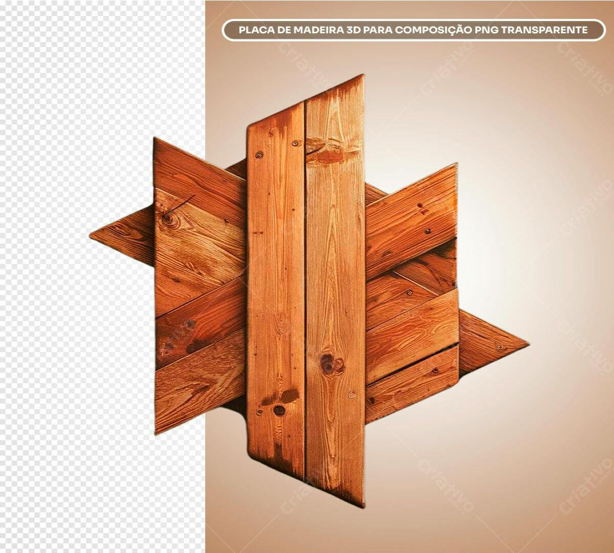 Placa de Madeira 3D para Composição PSD Editável