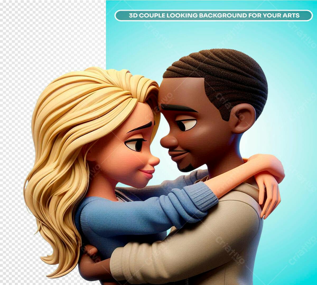 Background Romântico Casal 3D PSD Editável