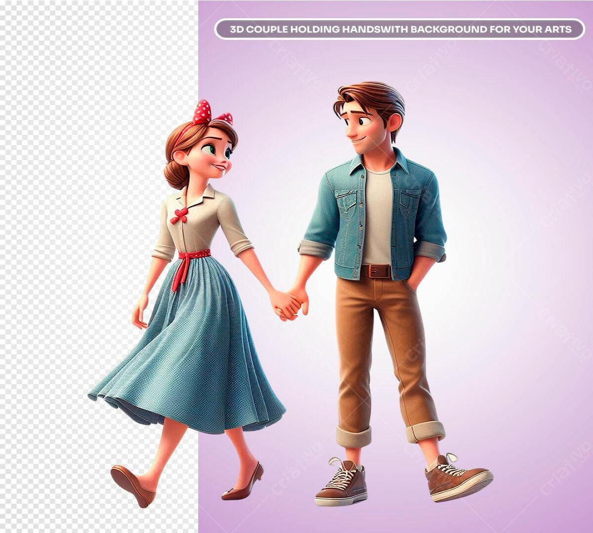 PSD Casal 3D Romântico para Dia dos Namorados