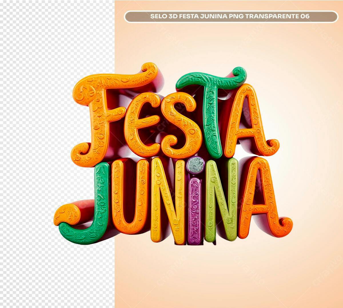Selo 3D Festa Junina PSD Editável
