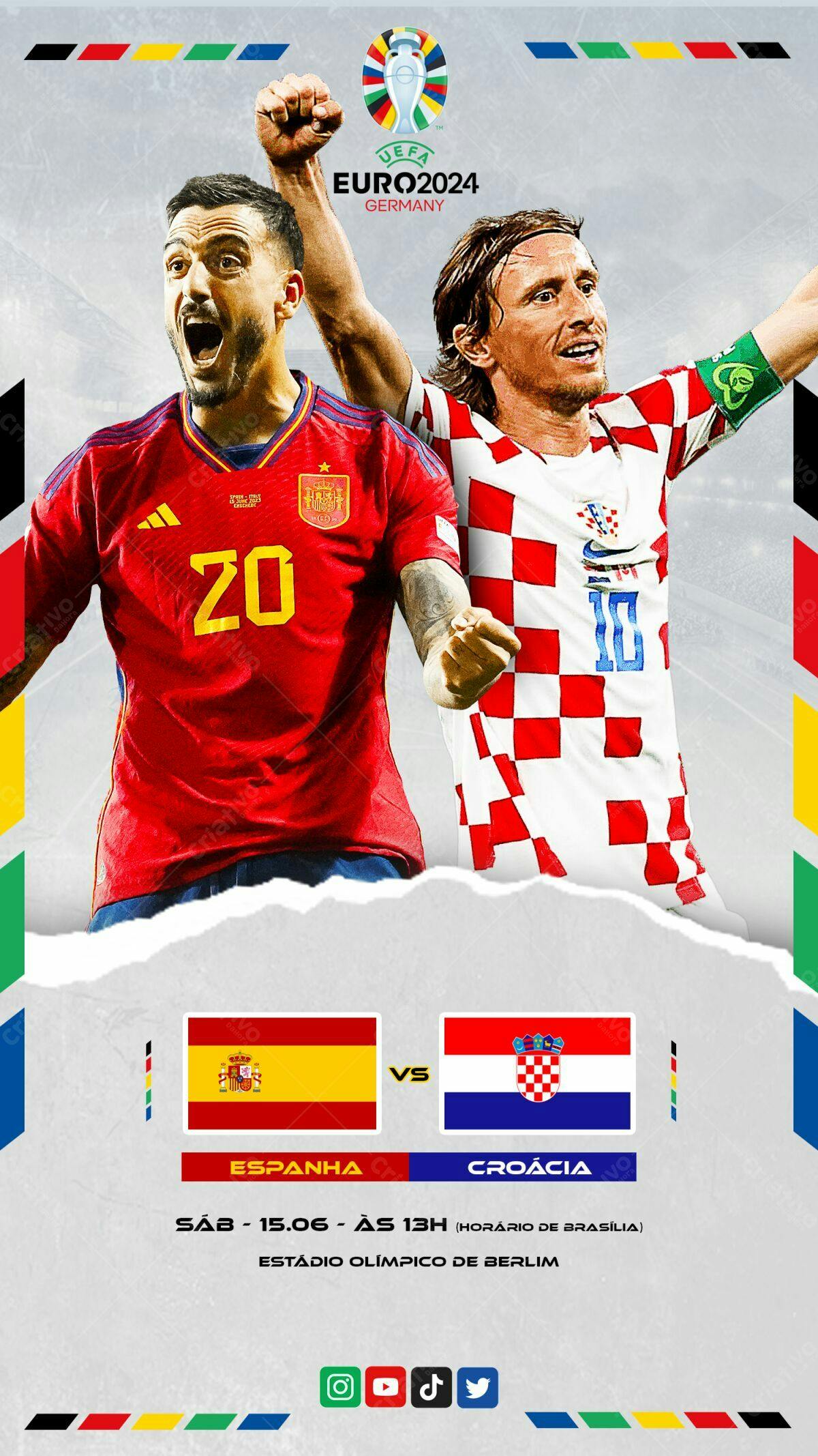 Flyer Espanha x Croácia EURO2024 PSD Editável