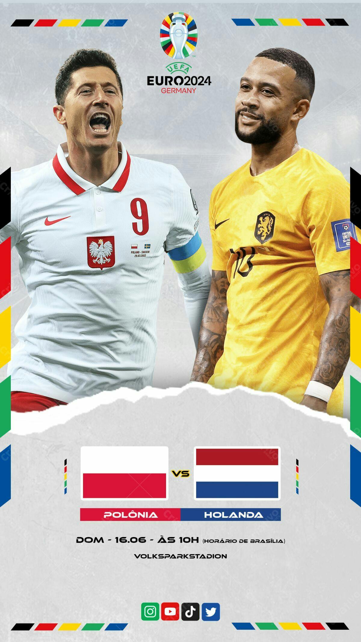 Flyer Polônia x Holanda EURO2024 PSD Editável