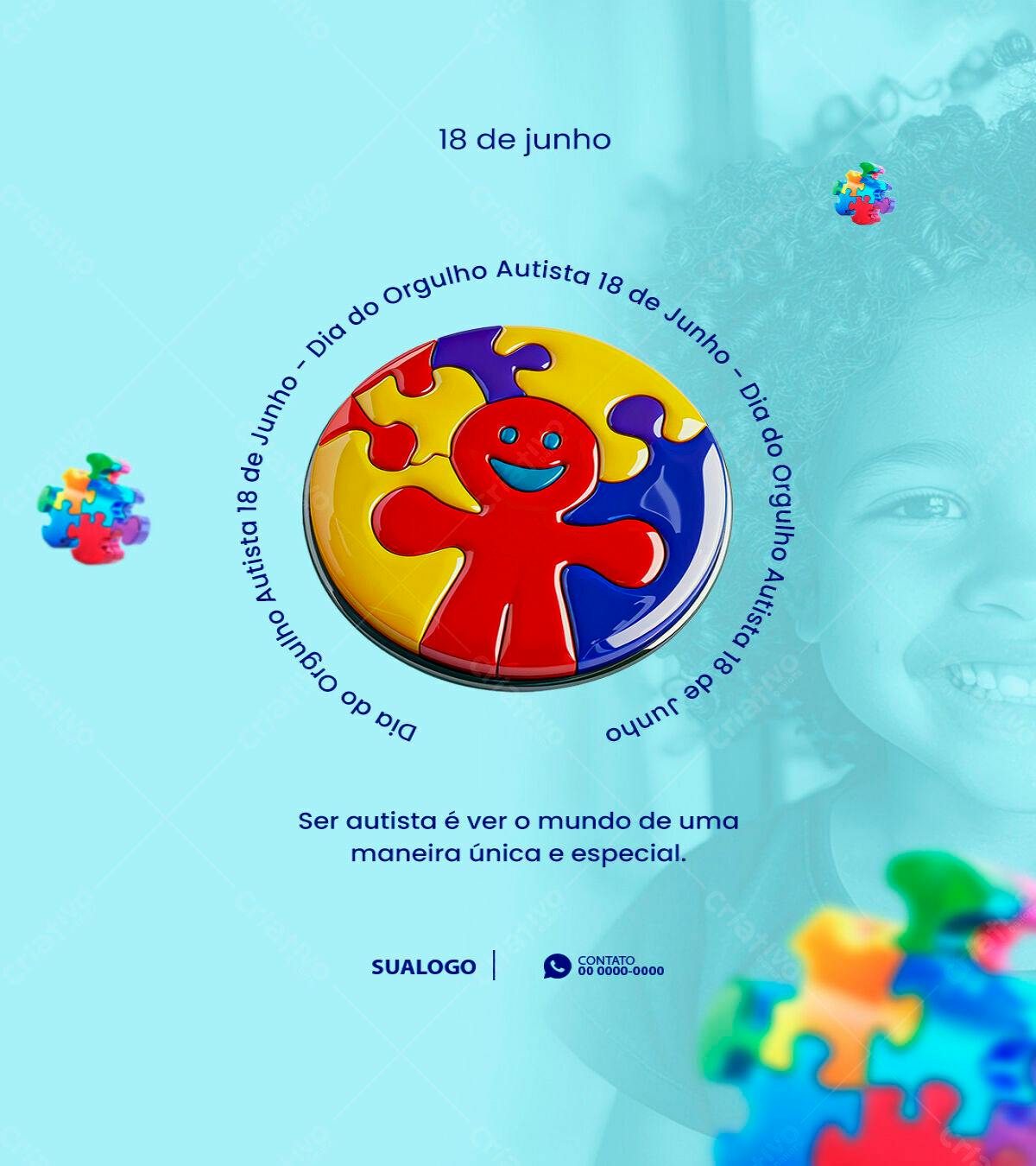 Flyer Dia do Orgulho Autista PSD Editável
