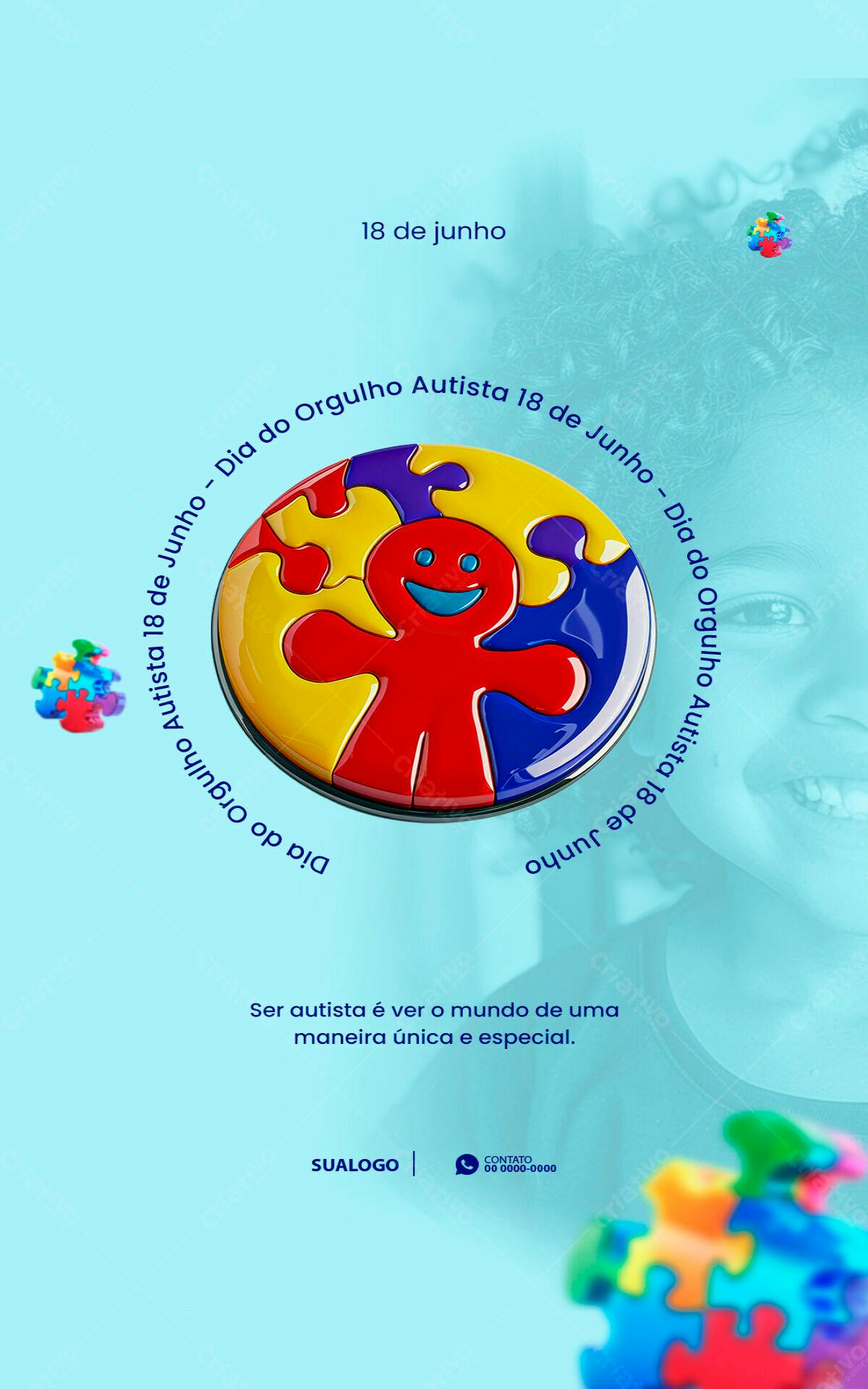 Flyer Dia do Orgulho Autista PSD Editável