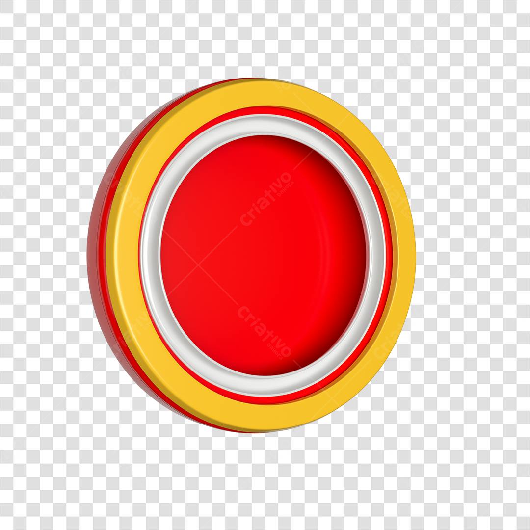 Selo Redondo Vermelho e Amarelo PNG com fundo transparente