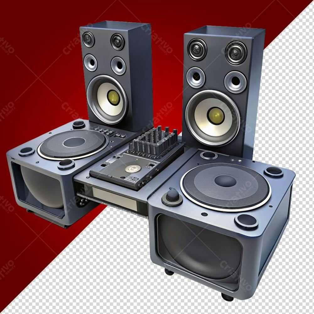 Mesa De Som Dj Com Caixa De Som Png
