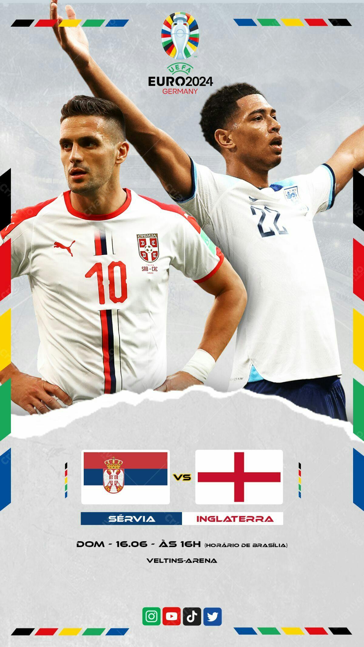 Flyer EURO2024 Sérvia x Inglaterra PSD Editável