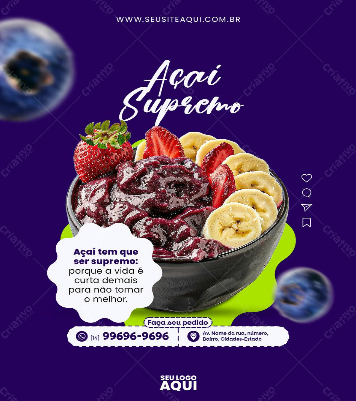 Post Açaí Supremo PSD Editável
