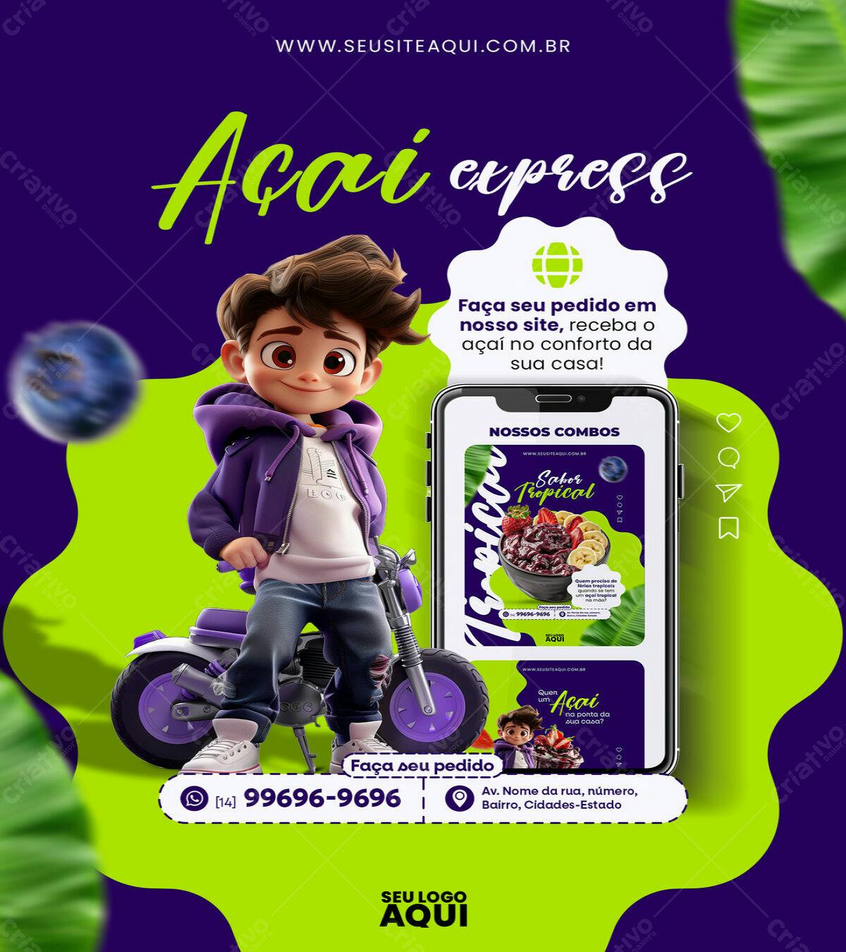 Flyer Açaí Express PSD Editável