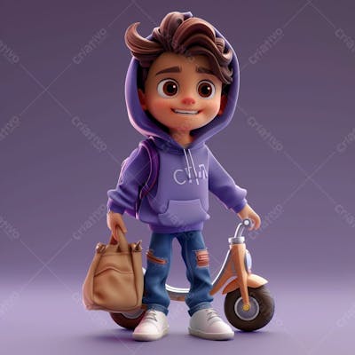 Um Garoto Usando Um Moleton Roxo