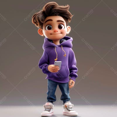 Um Garoto Usando Um Moleton Roxo