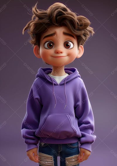 Um Garoto Usando Um Moleton Roxo