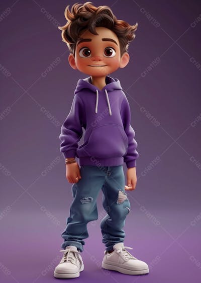 Um Garoto Usando Um Moleton Roxo