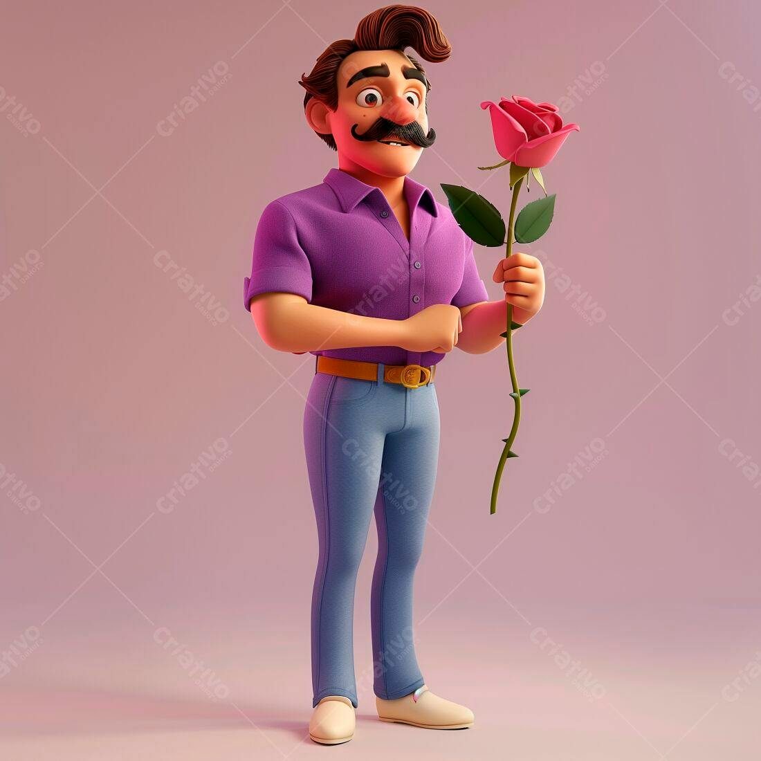 Homem com rosa ilustração 3D