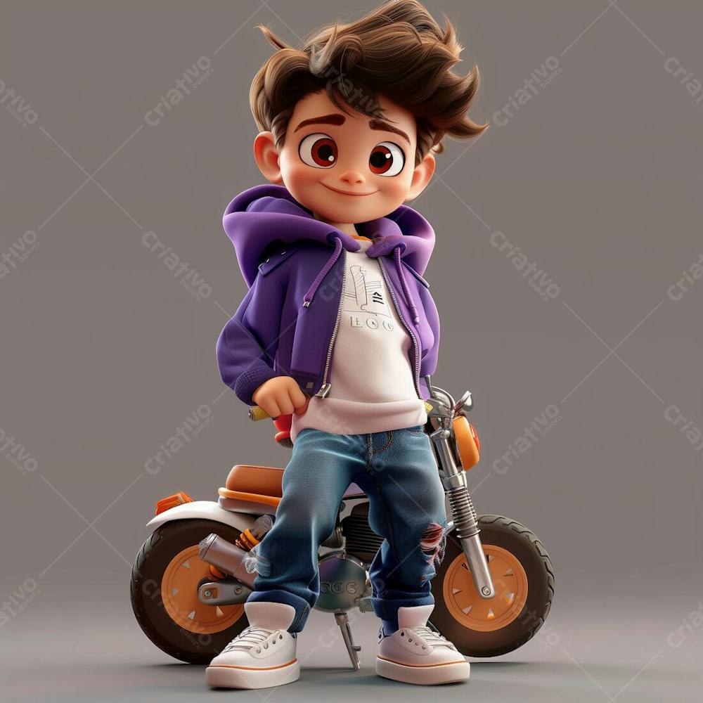 Um Menino Com A Sua Moto