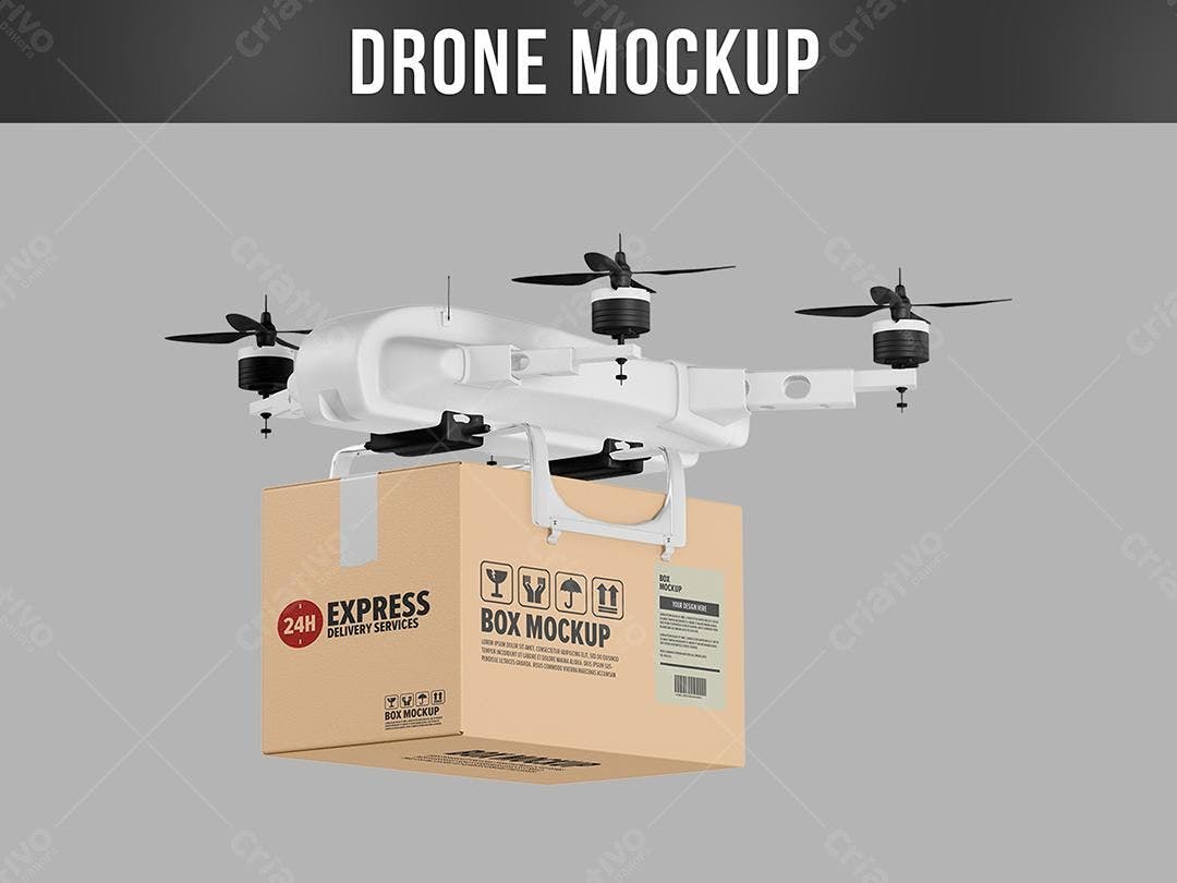 Mockup Drone com Caixa de Entrega - Realista