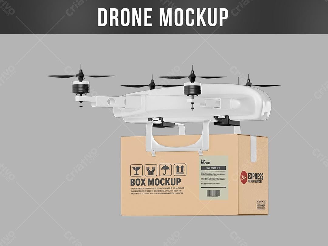 Mockup Drone com Caixa de Entrega - Realista