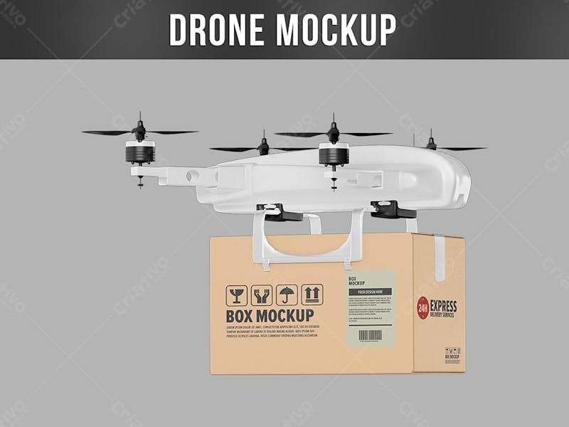 Drone com caixa mockup