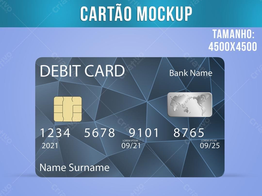 Mockup Cartão de Crédito Moderno - Design Geométrico Azul Escuro