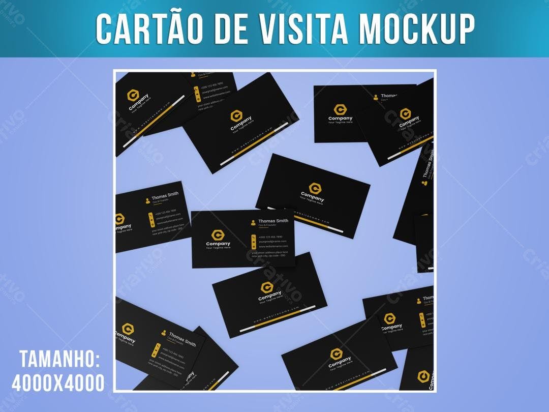 Mockup de Cartões de Visita Minimalistas: Preto e Dourado